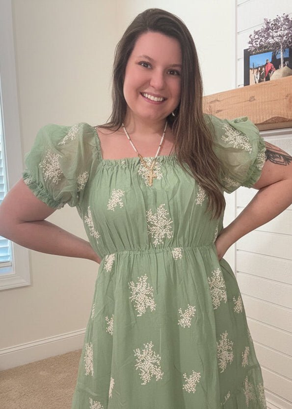 Sage Green Floral Maxi Dress - TruBlu Trends