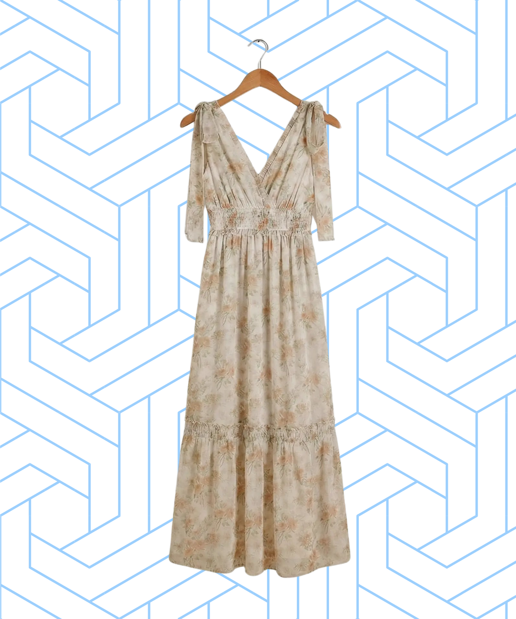 New In Floral Printed Spring Lined Maxi Dress