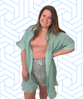 Aqua Blue Collared Ribbed Button Up Dress