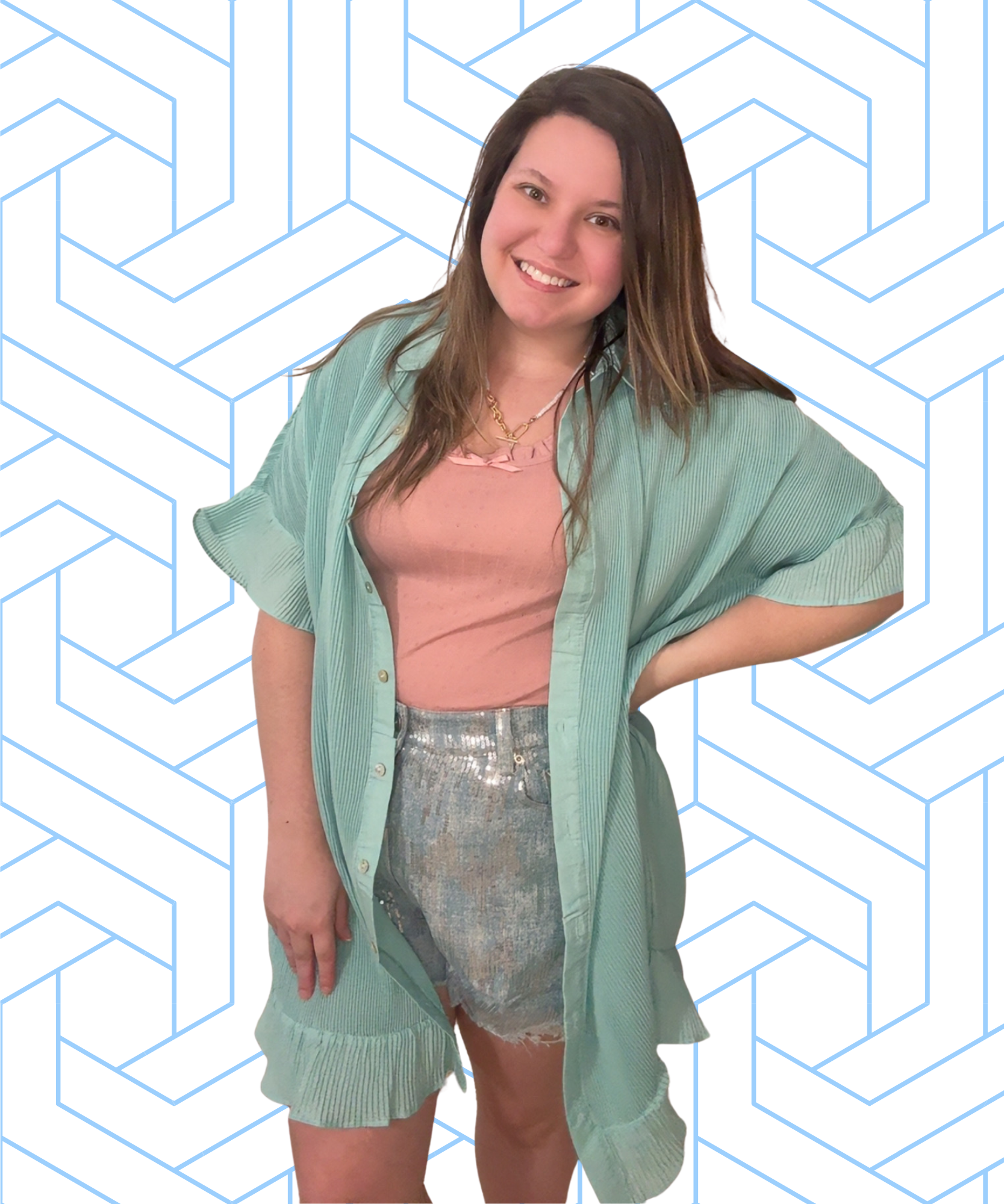 Aqua Blue Collared Ribbed Button Up Dress