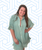 Aqua Blue Collared Ribbed Button Up Dress