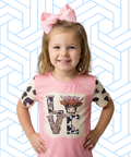 Baby/Girl's Pink LOVE Hyland Cow with Cow and Leopard Print T-shirt