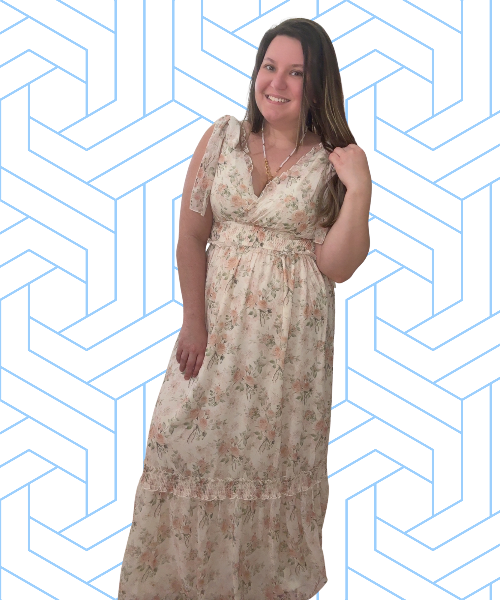 New In Floral Printed Spring Lined Maxi Dress