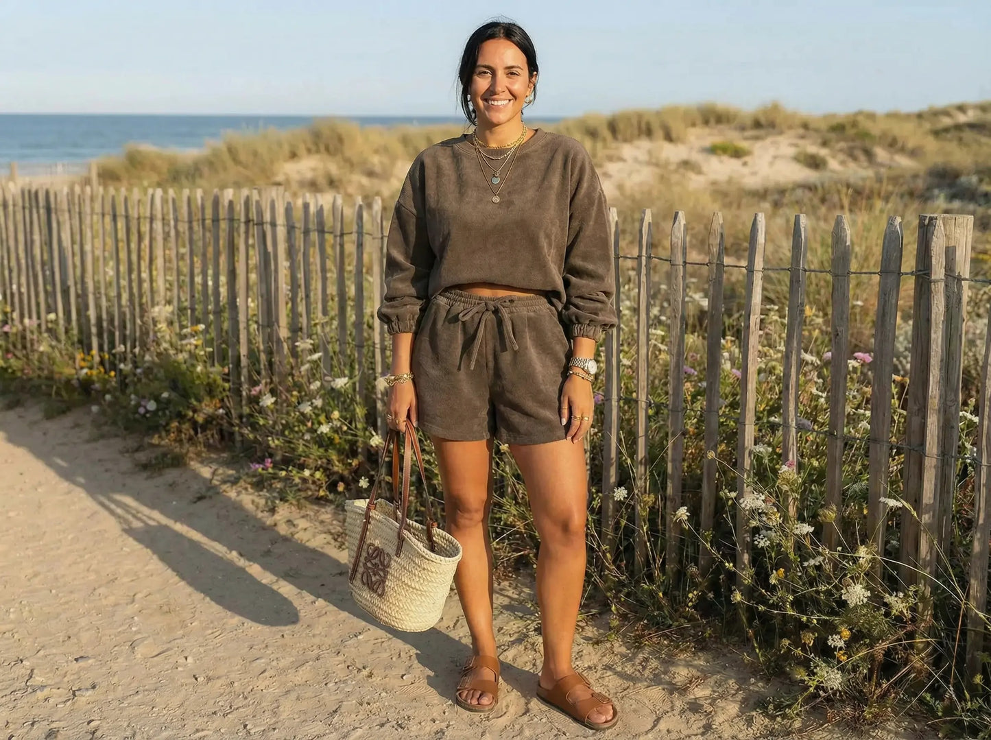 Soft Fushia Solid Color Textured Knit Drop Shoulder Pullover Drawstring Shorts Set