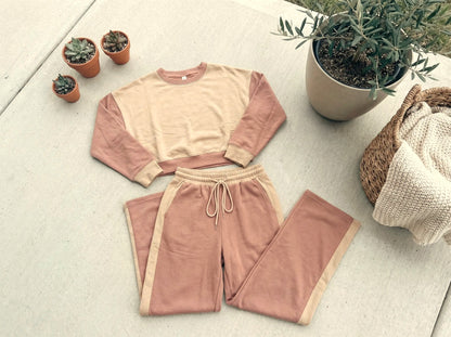 Khaki/Beige Color Block Pant Set