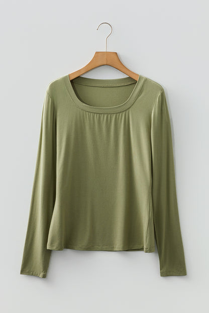 Casual Long Sleeve Soft Stretchy Basic Anti-Wrinkle Fitted Top