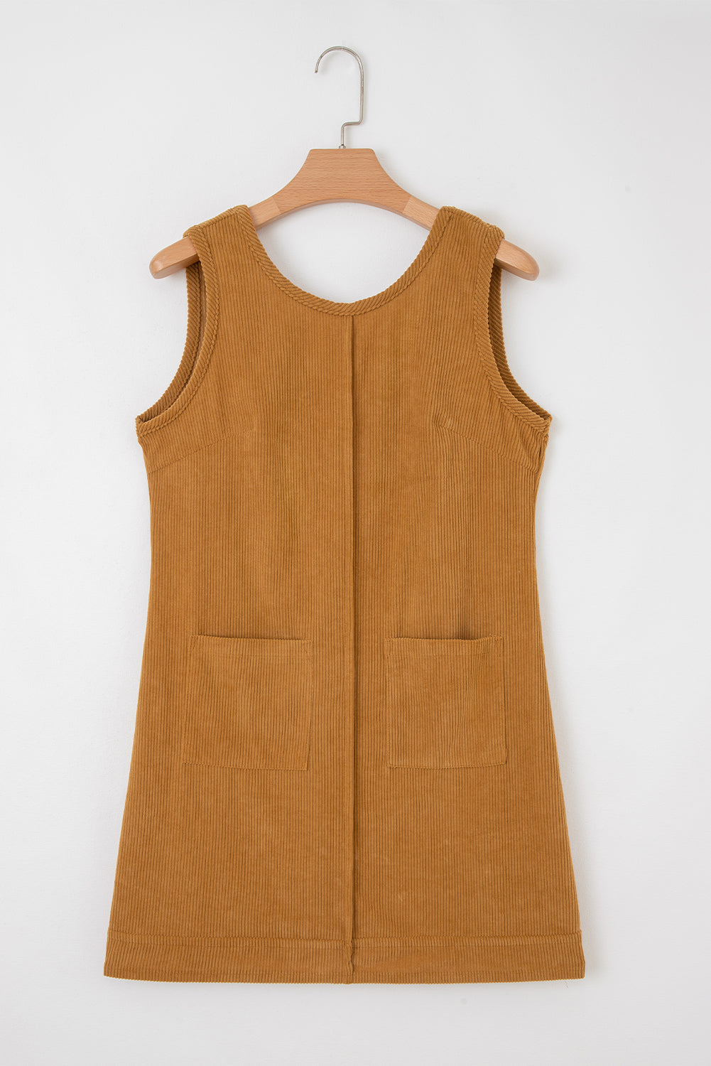 Corduroy Sleeveless Mini Dress With Patched Pockets