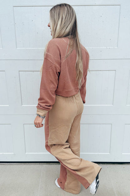 Khaki/Beige Color Block Pant Set
