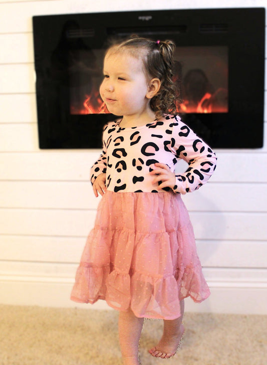 Baby/Girls Pink Leopard Prints Chiffon Dress - TruBlu Trends
