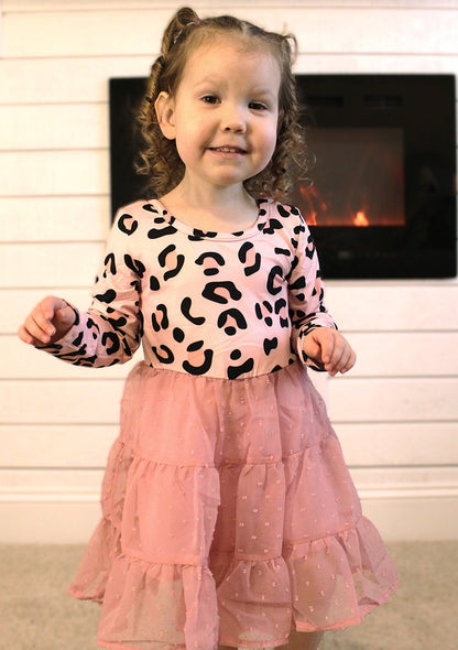 Baby/Girls Pink Leopard Prints Chiffon Dress - TruBlu Trends