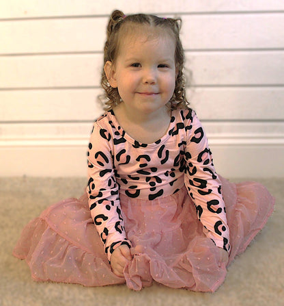 Baby/Girls Pink Leopard Prints Chiffon Dress - TruBlu Trends