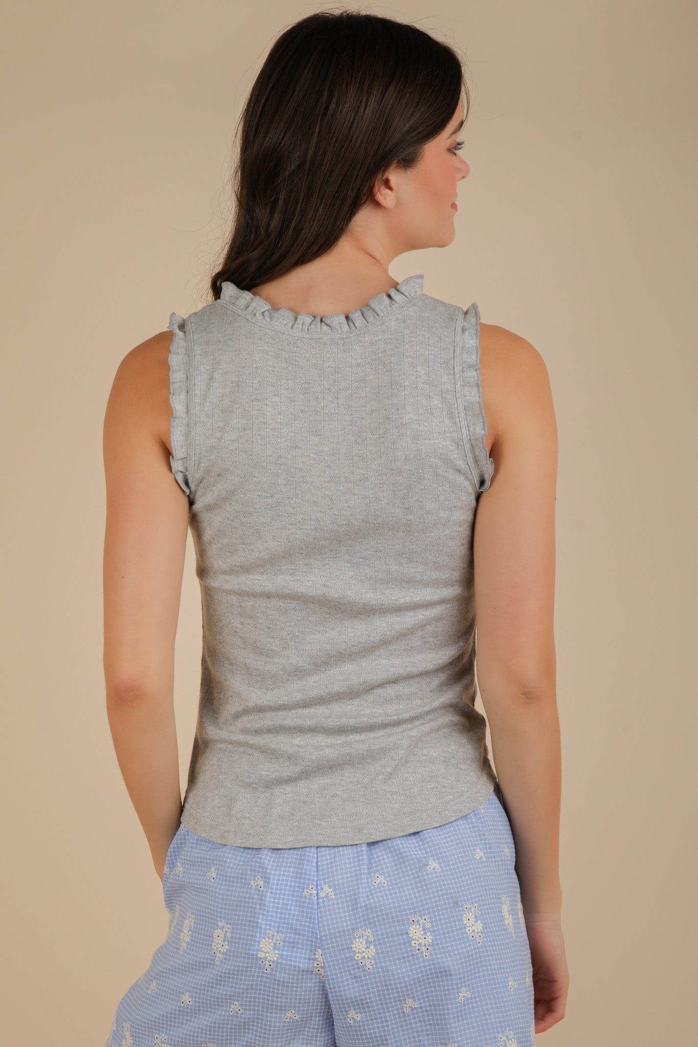 Basic Ruffle Trim Casual Tank - TruBlu Trends