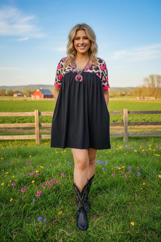 Hearts & Leopard Black Women Dress - TruBlu Trends