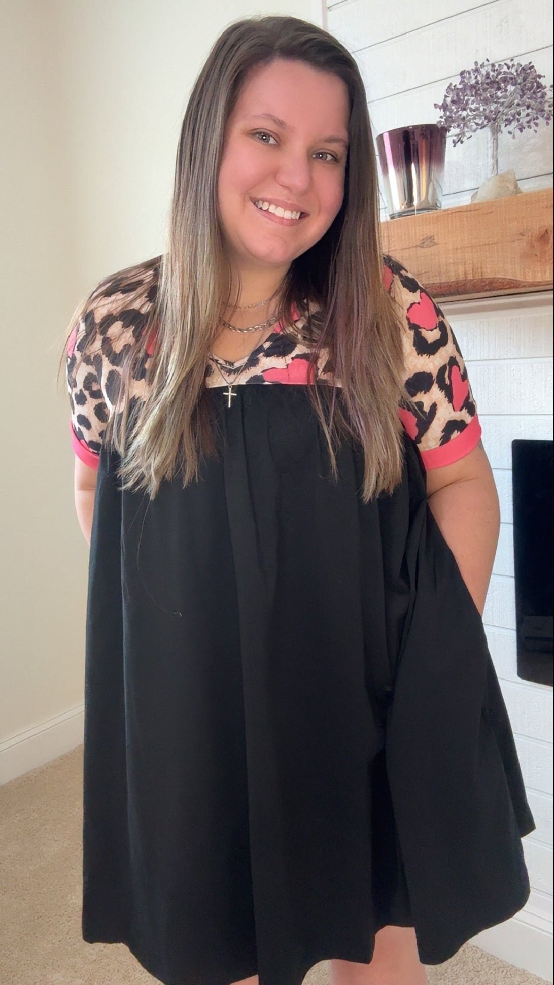 Hearts & Leopard Black Women Dress - TruBlu Trends