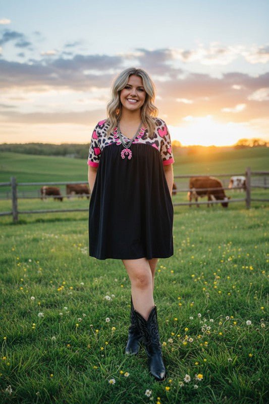 Hearts & Leopard Black Women Dress - TruBlu Trends