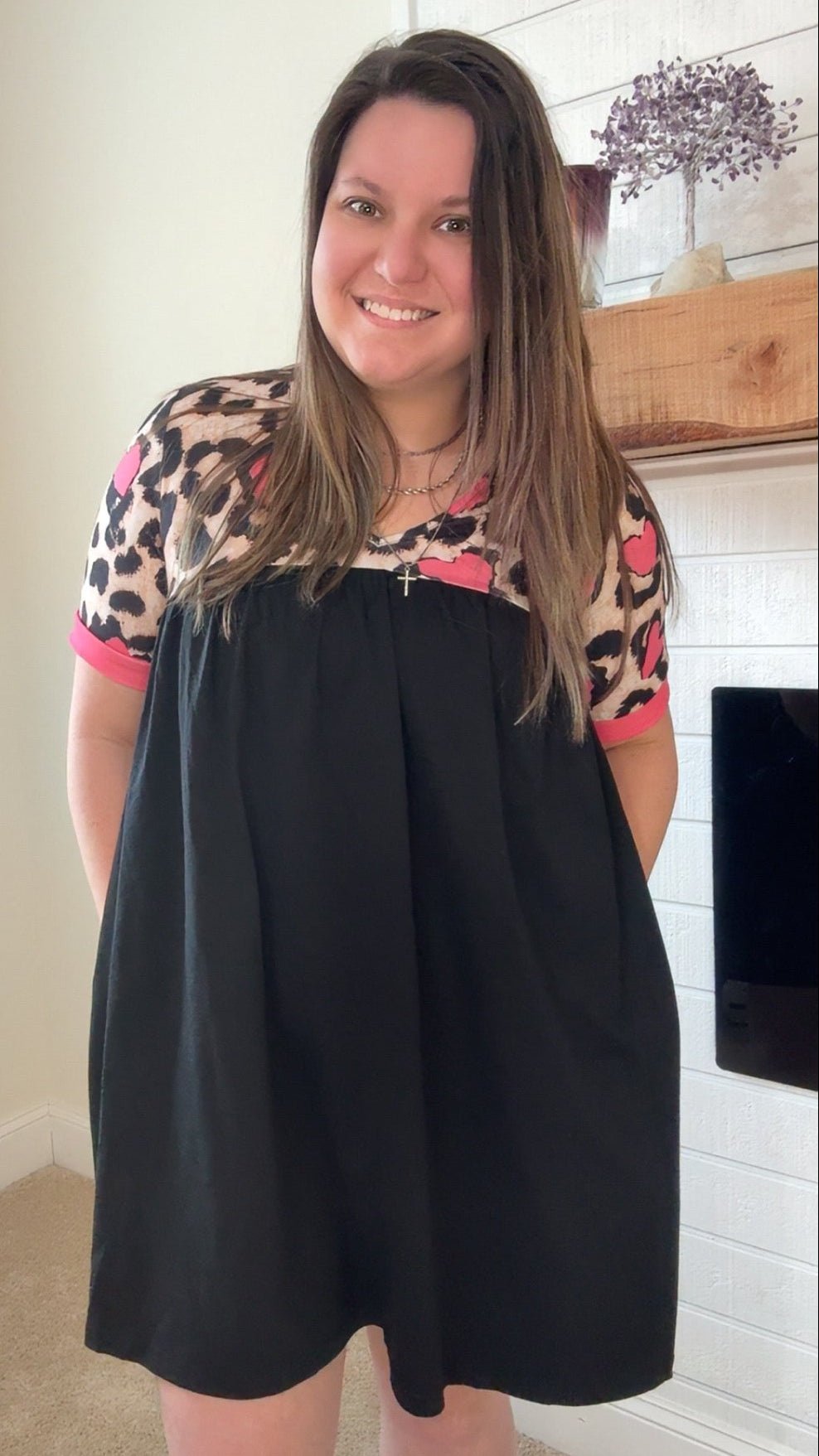 Hearts & Leopard Black Women Dress - TruBlu Trends