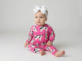 Pink Baby Cow Printed Long Sleeve Infant Zip - Up Onesie - TruBlu Trends